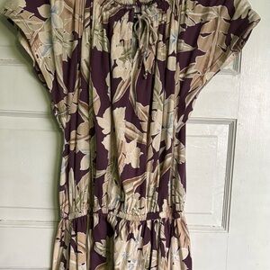 Floral Print Dress with Drawstring Waist